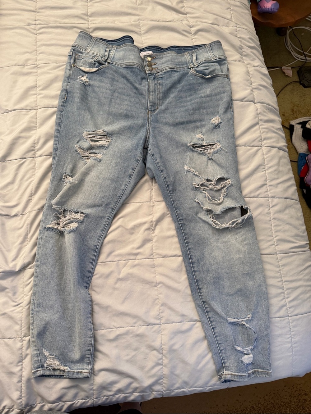 Lane Bryant Light Blue Ripped Skinny Jeans